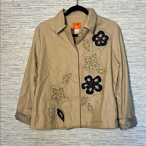 Vintage Hearts of Palm Beaded Embroidered Cotton Jacket – Size 8 (614)